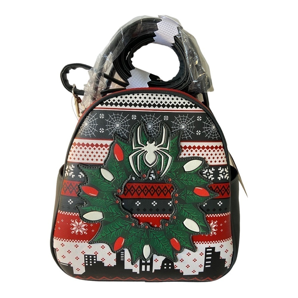 Marvel Spider-Man Glow-N-Dark Christmas Sweater Mini Backpack Nwt